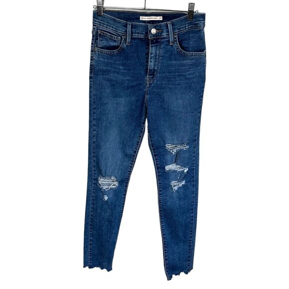 Levi’s 720 high rise super skinny size 28*30 medium wash ripped - Picture 1 of 8